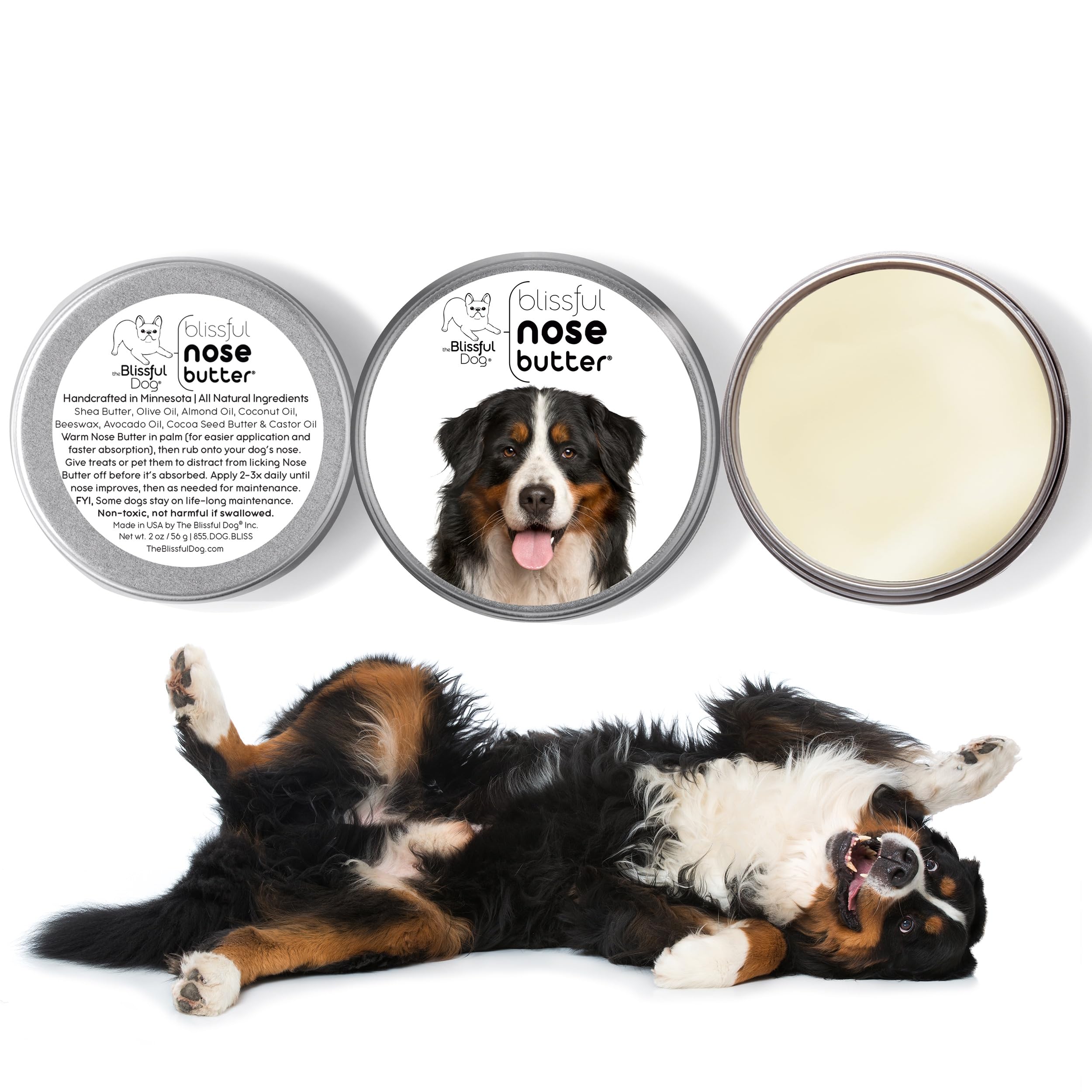 The Blissful Dog Bernese Mountain Dog Unscented Nose Butter - Dog Nose Butter, 4 Ounce